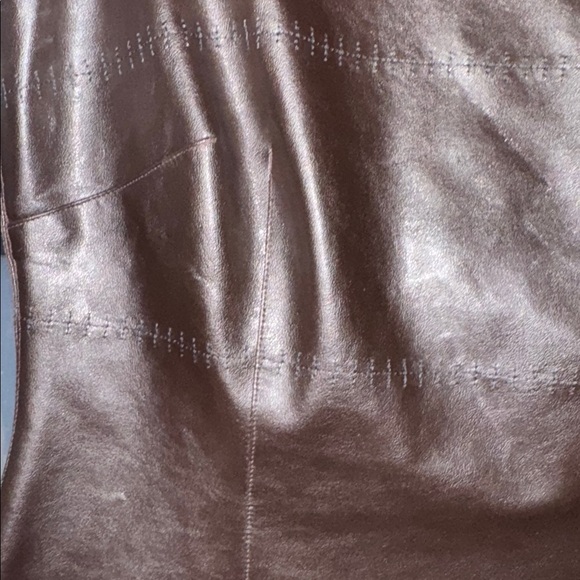 David Meister Brown Leather Sheath Dress/Size 4 - Picture 4 of 9